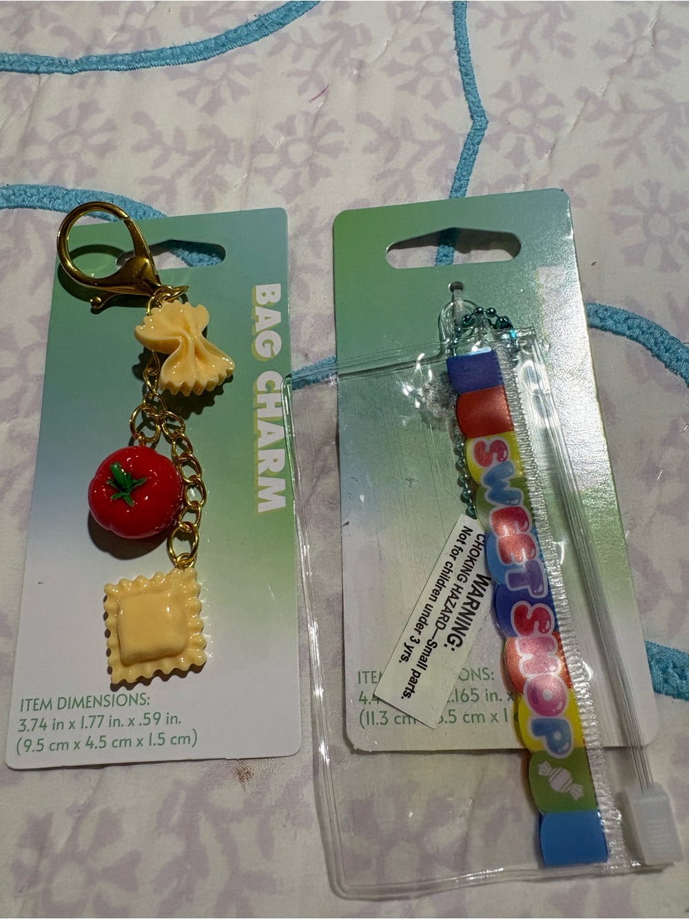 Unbranded Yellow Pasta & Red Tomato Bag Charm Keychain